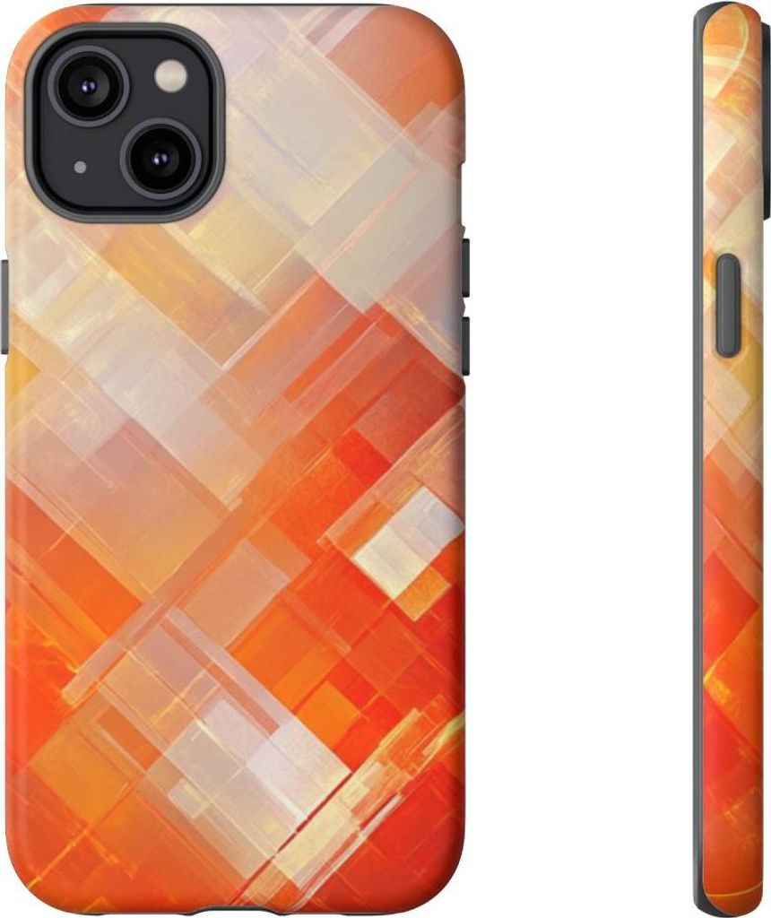 Abstraktes geometrisches Muster in Orange – Hülle Kompatibel mit iPhone 14 Plus
