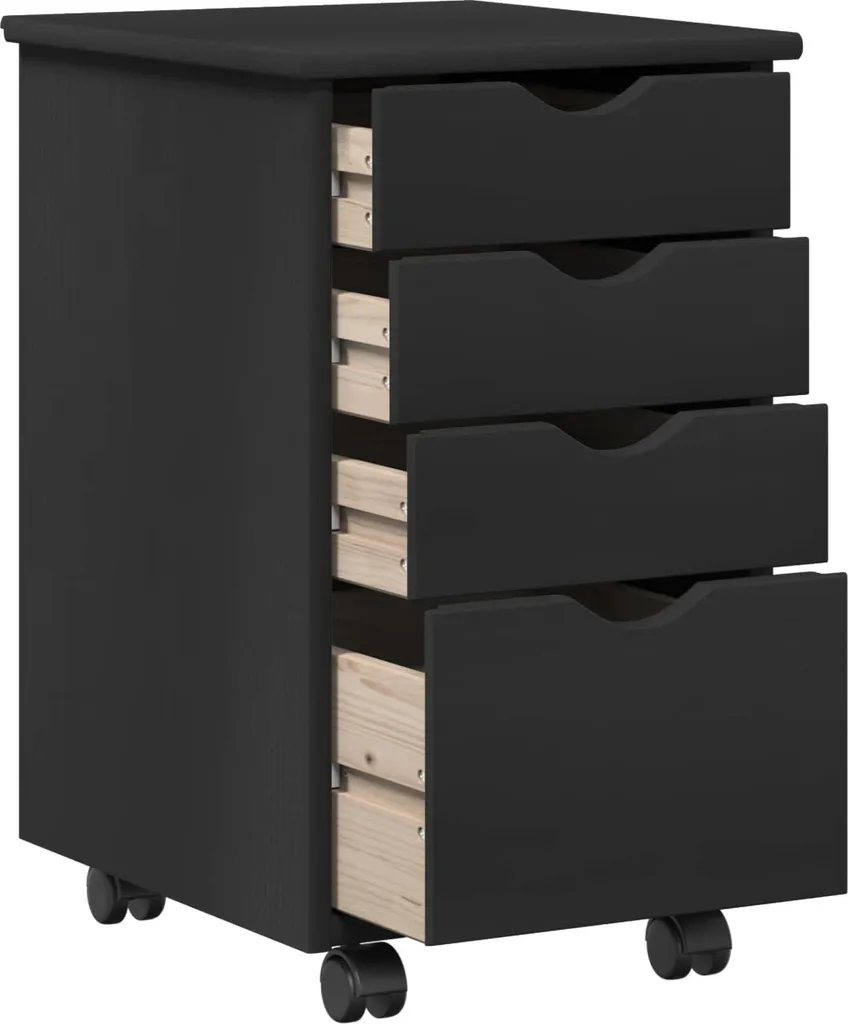 Cassettiera Mobile vidaXL Nero 34x39x56 cm Pino Massiccio Design