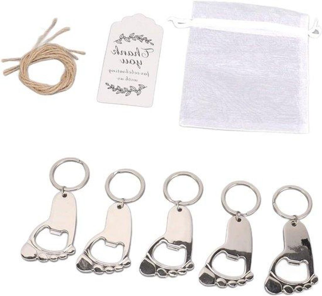 Babygeschenkset mit Fußabdruck-Schloss und Organza-Beuteln - Geburtstag und Baby-Shower Dekoration - Rückgabe-Geschenke