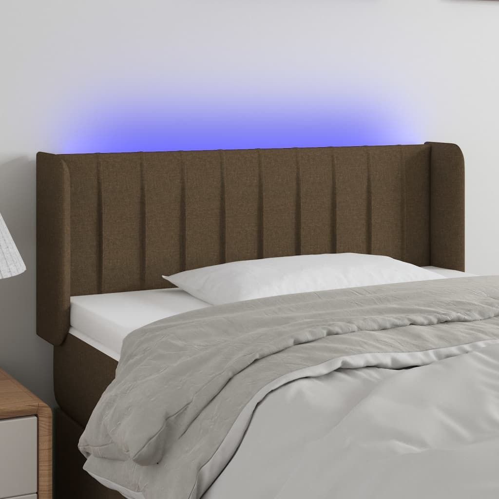 vidaXL LED Kopfteil Dunkelbraun 93x16x78/88 cm Stoff - LED Kopfteil - LED Kopfteile - Kopfteil - Bett-Kopfteil