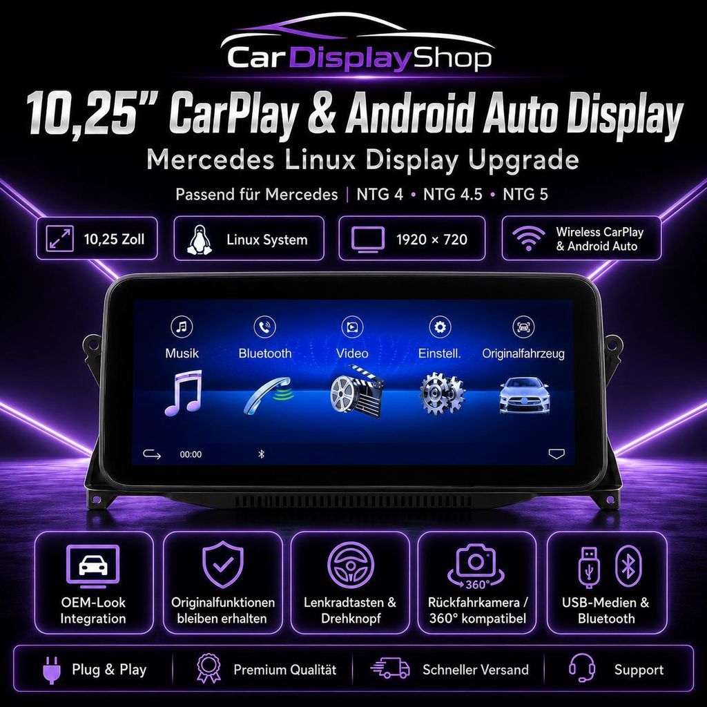 10,25" Linux Display Mercedes GLK X204 NTG 4 2008–2012 Produktbild 