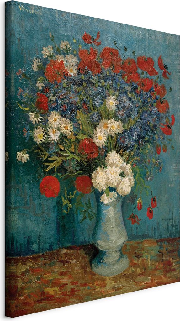 Italienischer Leinwand Leinwandbild - Vase With Cornflowers and Poppies 50x70 cm Reproduktionen l-F-10001-b-a