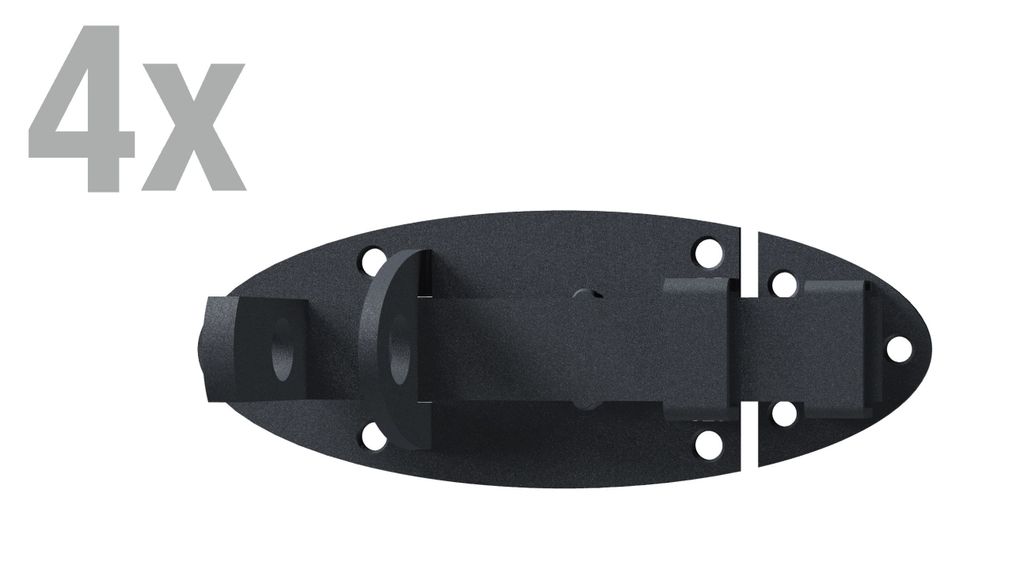 Alberts 4 x Schlossriegel Ovado 90x44mm, mit flachem Griff, verzinkt, graphitgrau