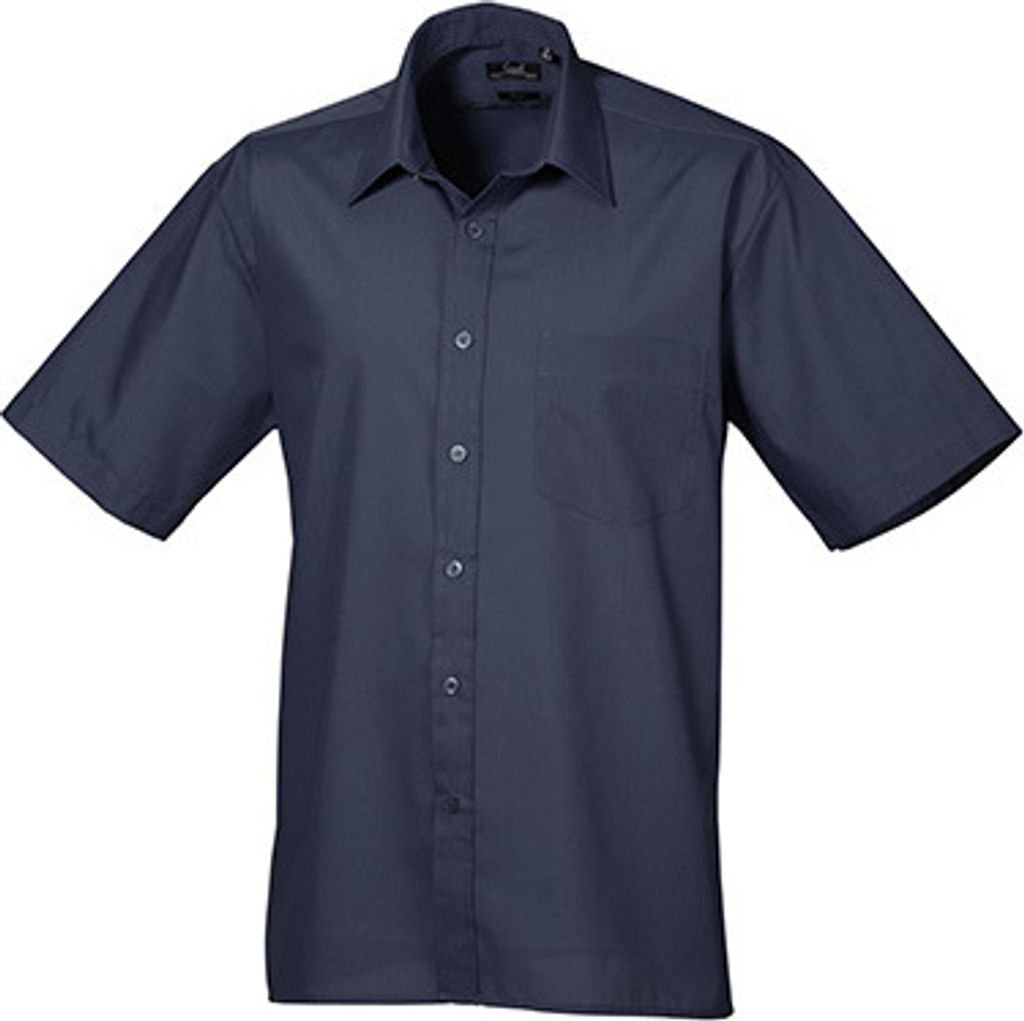 Premier Workwear Herren Popeline Hemd kurzarm PR202 navy 38 Produktbild 