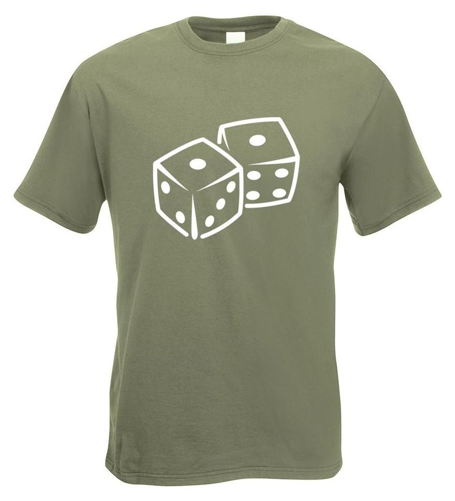 Kiwistar - T-Shirt - Olive - Würfel sechs Seiten Motiv Bedruckt Funshirt Design Print - mit Motiv Bedruckt - Funshirt Design - Sport - Freizeit - ...