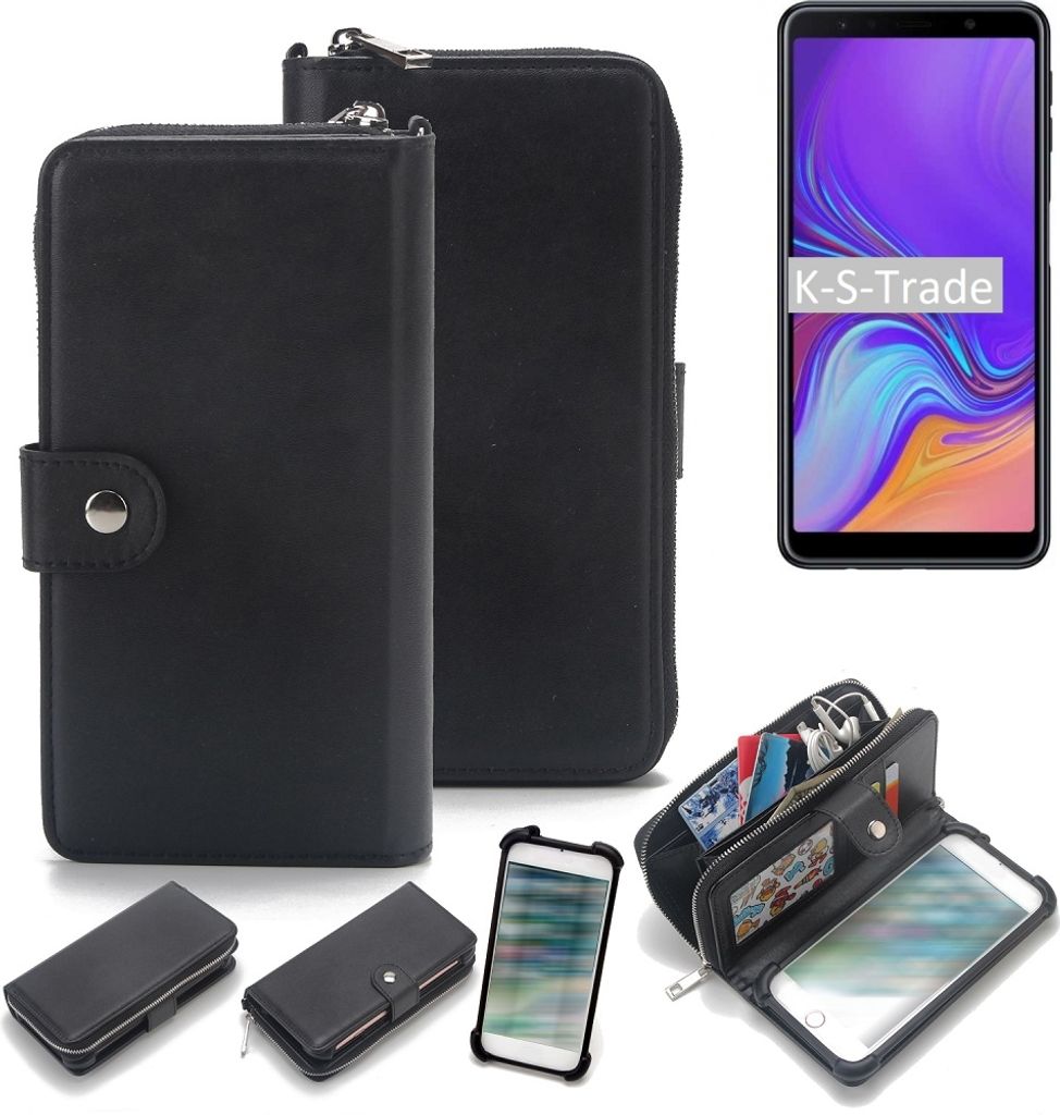 K-S-Trade 2in1 Handyhülle Schutzhülle kompatibel mit Samsung Galaxy A7 (2018) & Portemonnee Cover Handy Hülle Case Etui Geldbörse Wallet