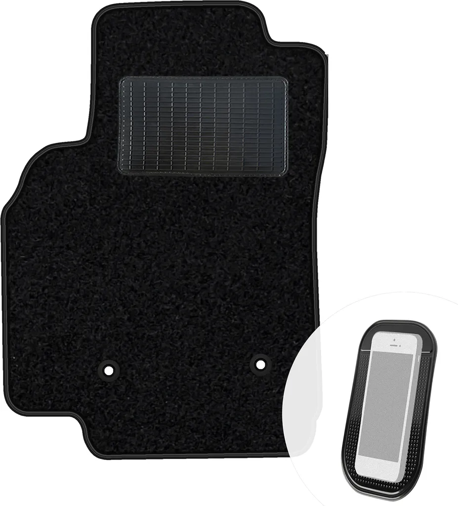 moto-MOLTICO tappetino conducente auto velours lato conducente tappetini auto nero tappetino conducente 1 pezzo adatto per Opel Agila B Suzuki Splash Wagon R+