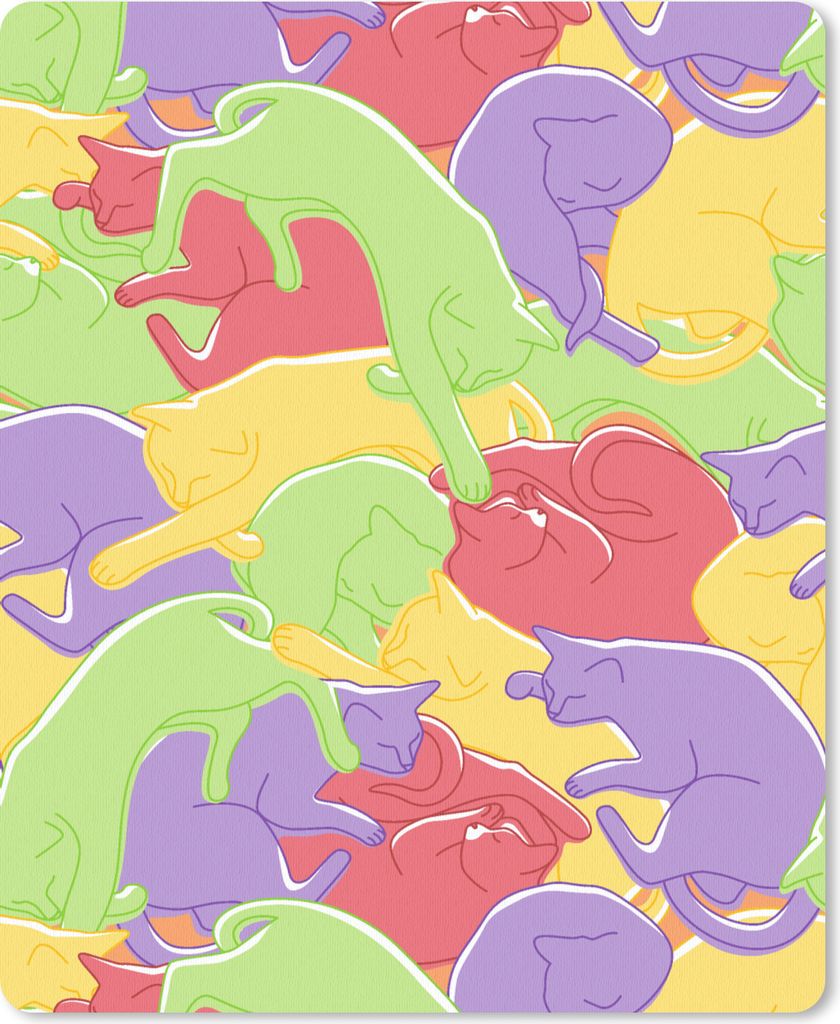 MuchoWow Mauspad Mousepad Katzen - Regenbogen - Kinder - Pastell - Muster 19x23 cm - Mousepads - Maus Mat - Pad - Mausunterlage - Mauspads - Spielen