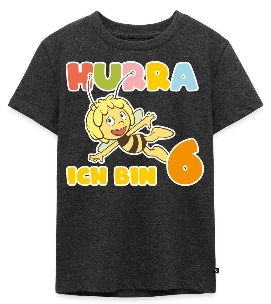 Spreadshirt Biene Maja 6. Geburtstag Kinder Premium T-Shirt, 98/104 (2 Jahre), Anthrazit meliert