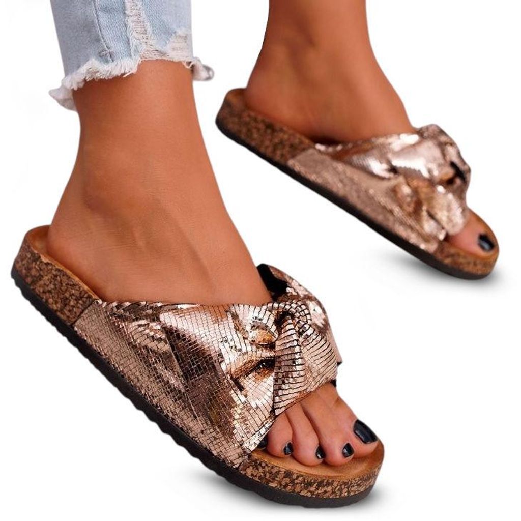 Damen Pantoletten Kork Hausschuhe Sommer Freizeit Schuhe Produktbild 
