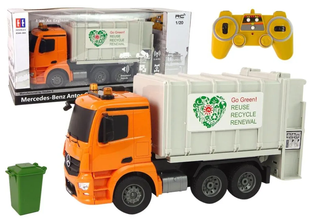 Camion Benne Ordures RC Mercedes Orange : Apprendre la propreté en RC