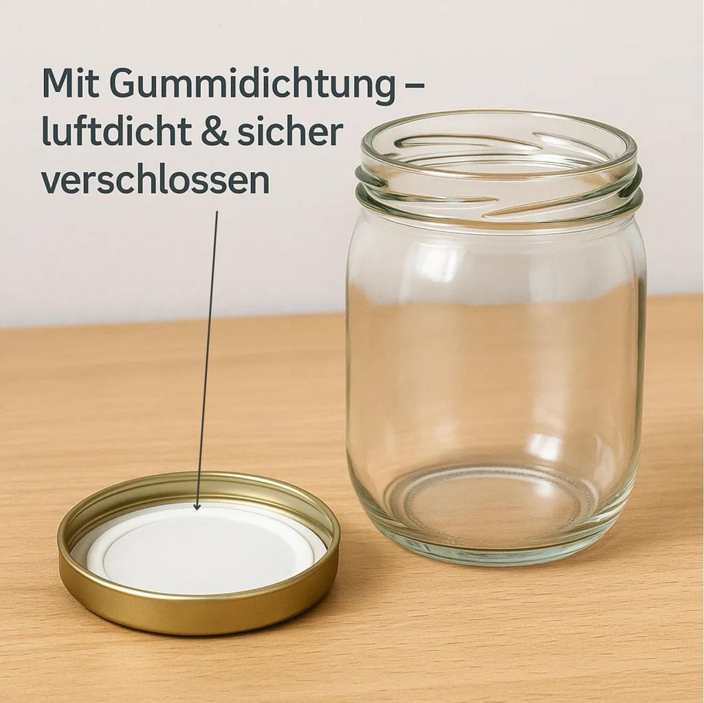BigDean 6 Stück 1 Liter Einmachgläser mit extra großer