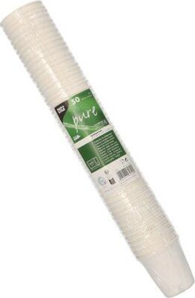 500 Trinkbecher Zuckerrohr "pure" 0,1 l Ø 6,3 cm · 6,5 cm weiss für Heißgetränke