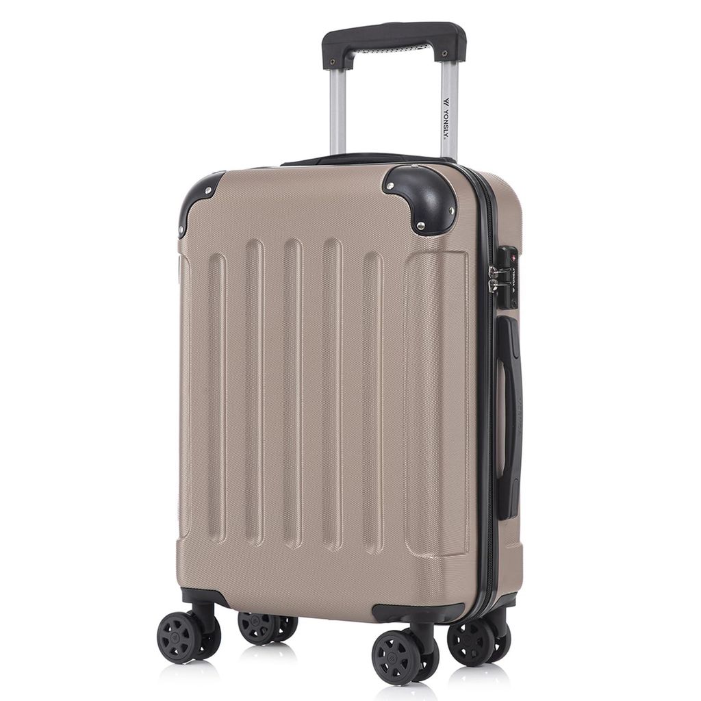 yonsly Premium Reisekoffer TSA-Schloss,YKK-Reißverschluss Hartschalen-Koffer Trolley Kabinenkoffer Rollkoffer Suitcase Handgepäck (Champagner, L)