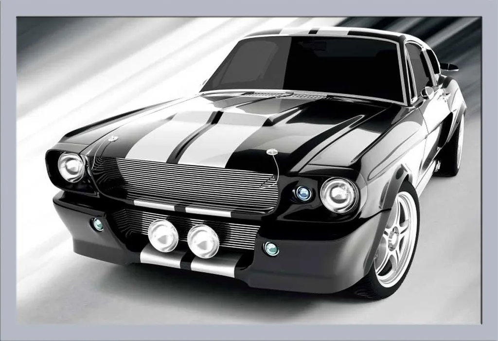 Auto - Poster - Classic GT - V8 + cornice rimovibile, Shinsuke® Maxi MDF argento, disco acrilico