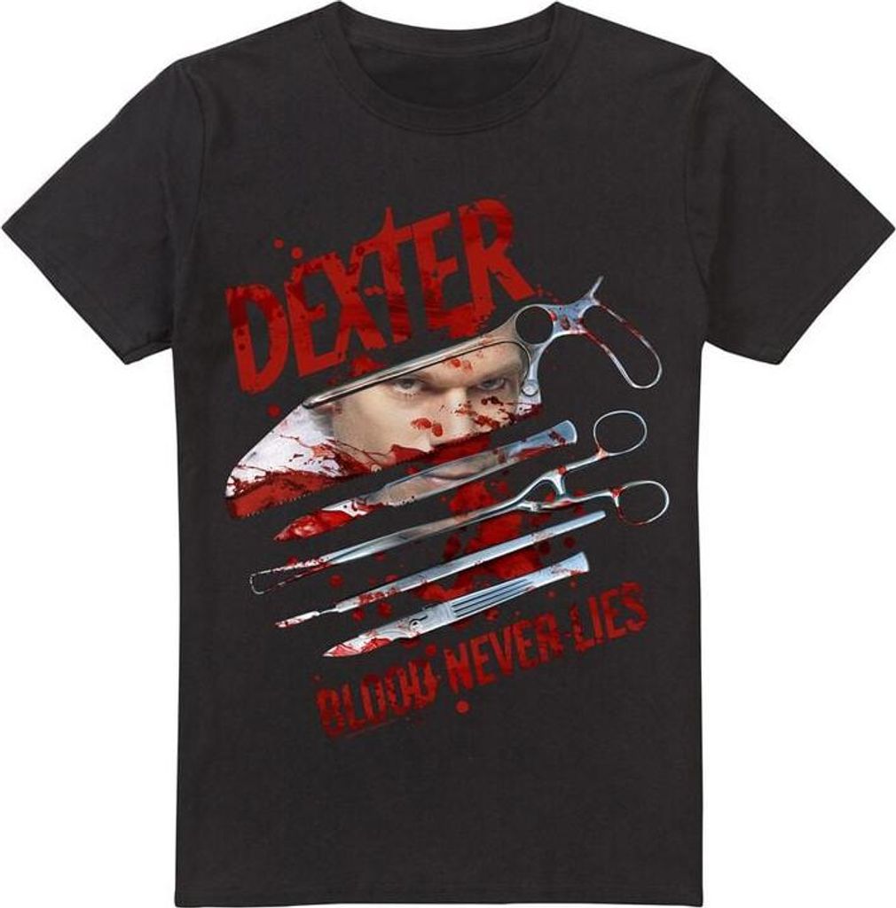 Maglietta Dexter da uomo "Blood Never Dies" nera taglia S Immagine del prodotto 