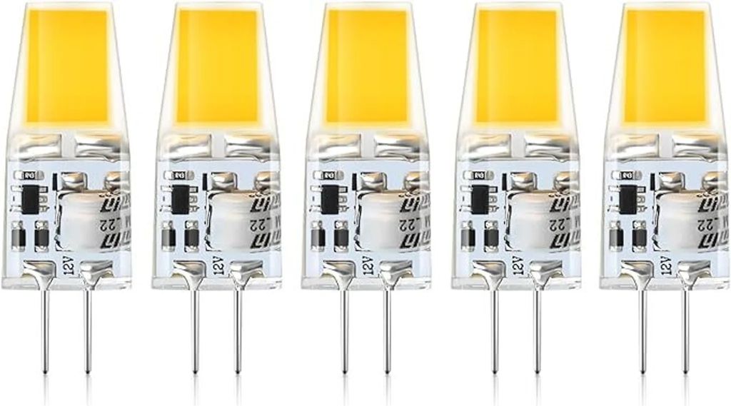 LED-Lampen (5 Stück), 2 W, 12 V, Warmweiß 3000 K, Ersatz für 20 W Halogenlampen, 240 LM, LED-Pin-Basislampe, flimmerfrei, nicht dimmbar