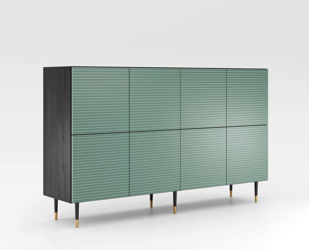 Große Kommode mit Türen MILIONA – Pistaziengrün/Grau