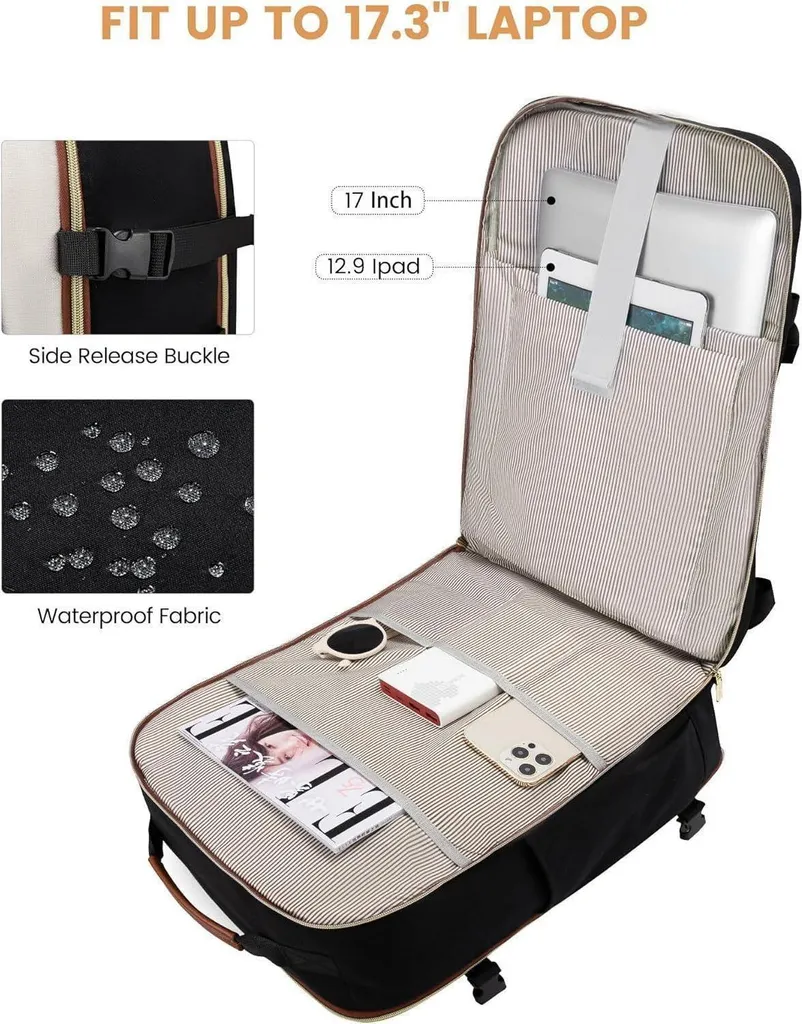Zaino 17 Pollici LOVEVOOK 40L: Zaino Impermeabile per Nomadi Digitali - 7