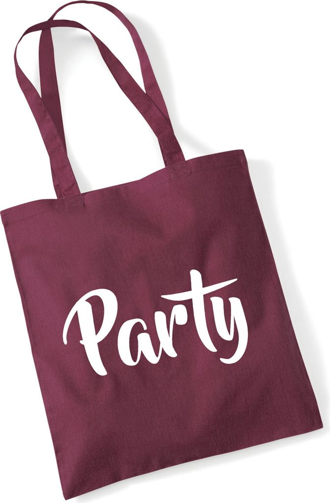 Huuraa Jutebeutel Party Schriftzug 10 Liter Burgundy Baumwolle Tasche Geschenkidee