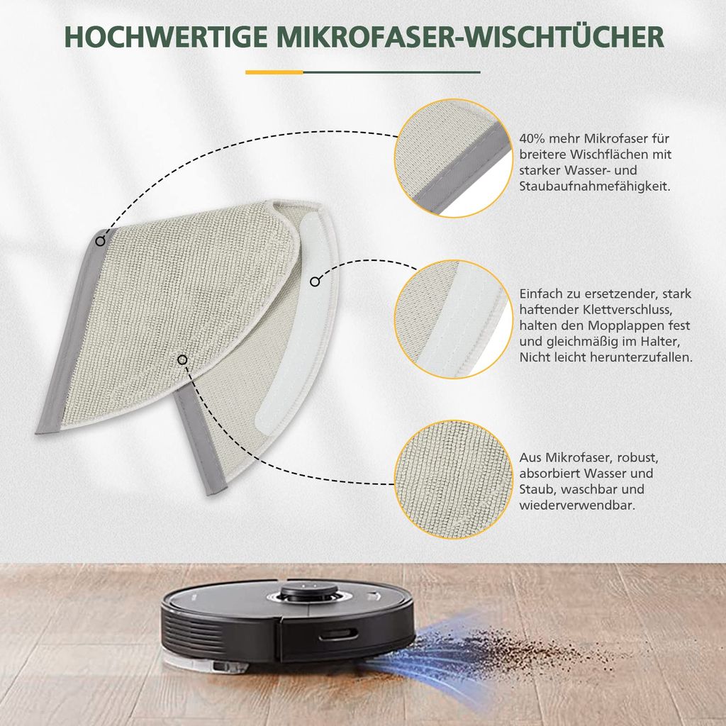 10 Wischtücher Für Roborock Q10/X5/Q8 Serie - Mikrofaser Ersatz Mopptücher