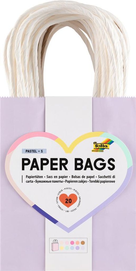folia Papier-Tragetaschen PASTELL Größe: S farbig sortiert 20 Stück