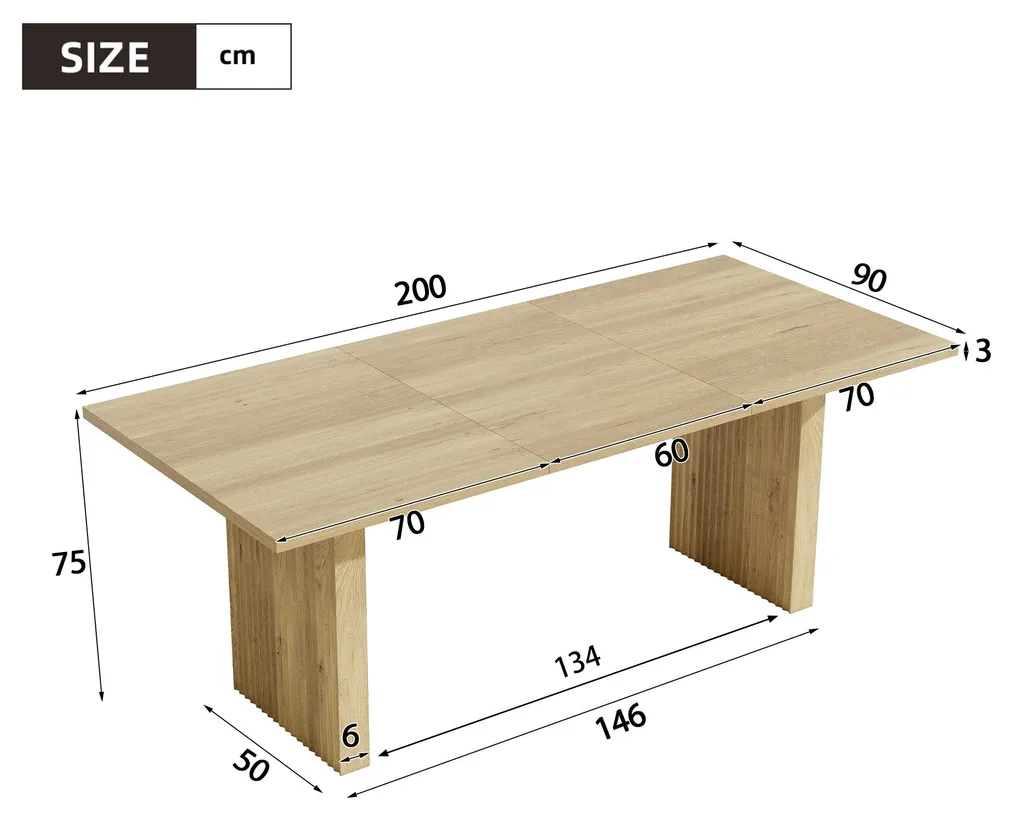 Table de salle à manger extensible bois chêne clair 140/200 x 90 cm