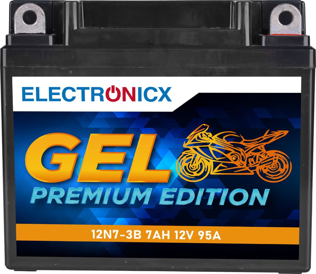 Electronicx GEL-12N7-3B GEL Motorradbatterie 7Ah 12V Motorrad Roller Quad - wartungsfrei auslaufsicher tiefentladungsfest