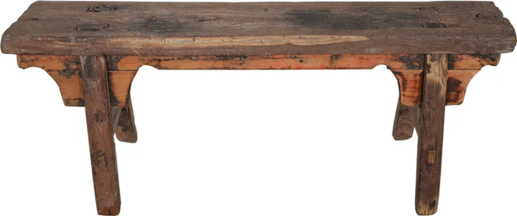 Banc d'Entrée Étroit en Bois Style Chinois Antique Longueur 120 cm