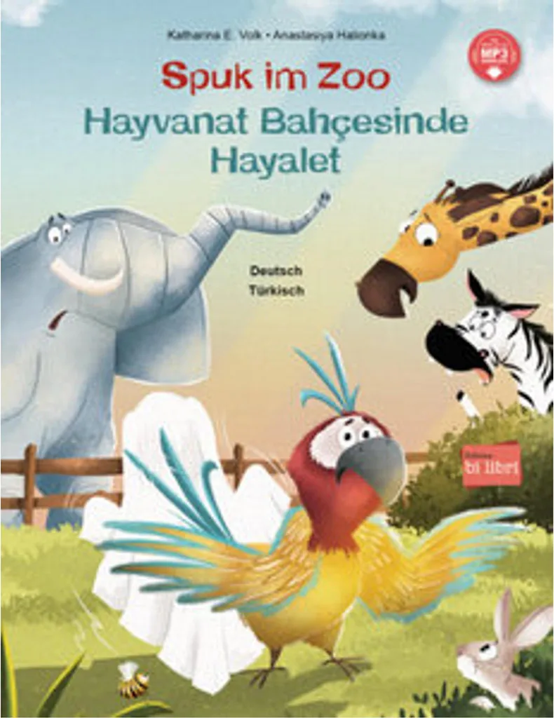 Livre Enfant Spuk im Zoo Bilingue Allemand Turc avec Images Colorées