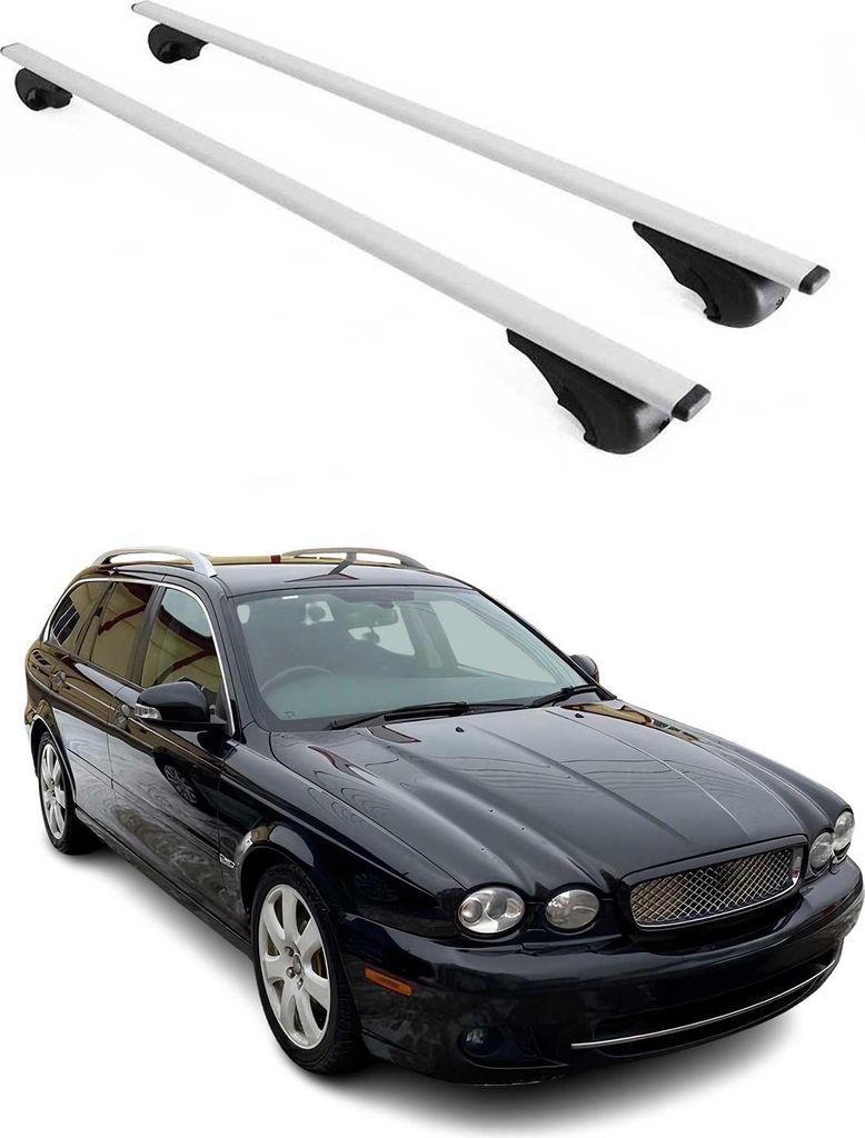 Dachträger Grundtäger für Jaguar X-Type 2002-2009 75kg Metall Silber 2 tlg