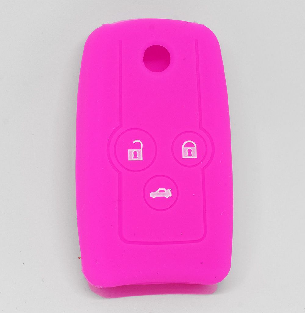 Auto Schlüssel Hülle Silikon Schutz Cover Pink kompatibel mit Honda Accord Jazz Civic CR-V 3 Tasten Klappschlüssel