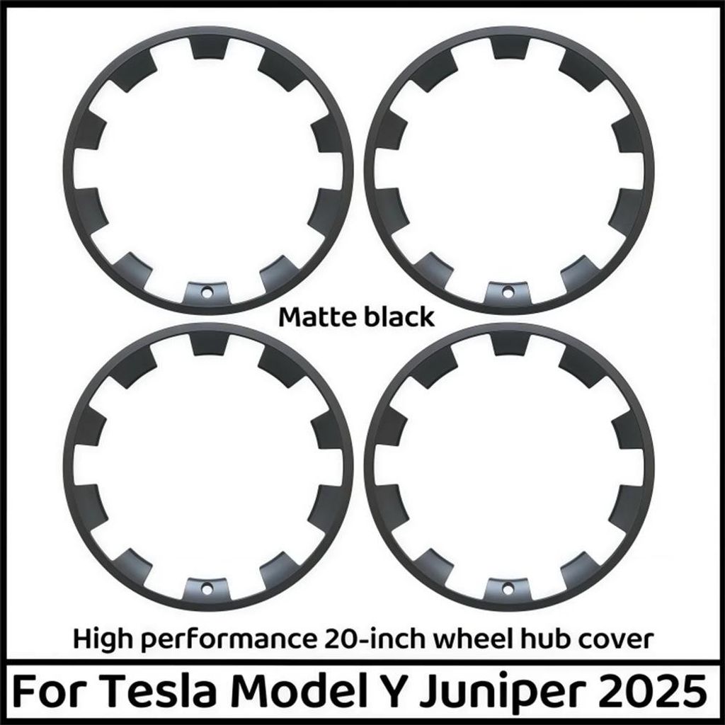 Felgenschutz - Radkappe - 50,8 cm Räder - ABS - Kratzfest - Für Model Y Juniper 2025 - Matt Schwarz/Rot