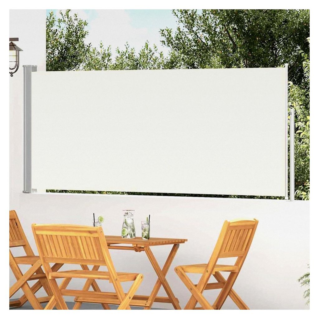 Seitenmarkise 300x120cm Grüngrau/Cremeweiß, UV-beständig, automatisch einziehbar - Markisen und Sonnenschutz für Terrasse und Balkon