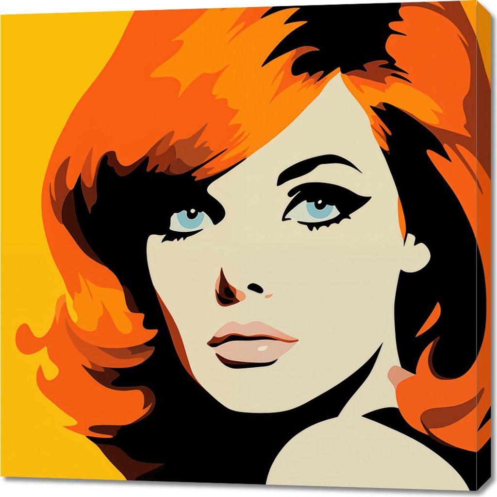 Bild 90x90cm Flammender Blick mit Flammenden Haaren