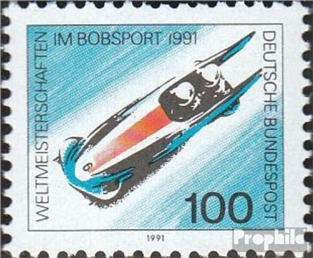 Briefmarken BRD (BR.Deutschland) 1991 Mi 1496 (kompl.Ausgabe) gestempelt Weltmeisterschaften im Bobsport / Bl.23