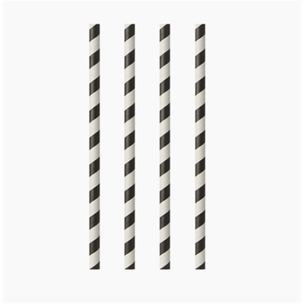 PAPSTAR Trinkhalme Papier, schwarz/weiß "Stripes", 20 cm, Ø Produktbild 