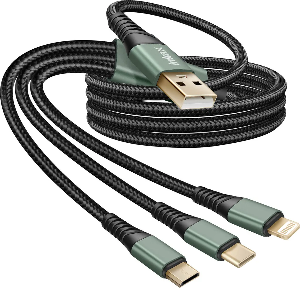 Inkax Cavo 3-in-1 Black Edition 1.2m - Eleganza e Versatilità USB