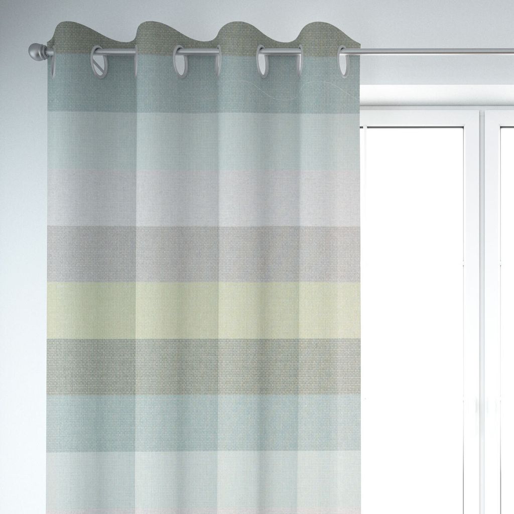 SCHÖNER LEBEN. Vorhang Streifen 9,5cm grau mint petrol grün 245cm Aufhängung Ösen