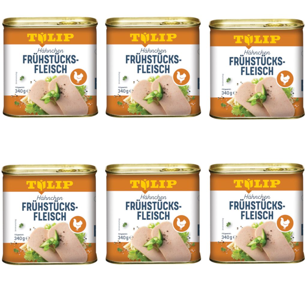 TULIP 6x 340g Hähnchen-Frühstücksfleisch Original Dänische Delikatesse Konserven