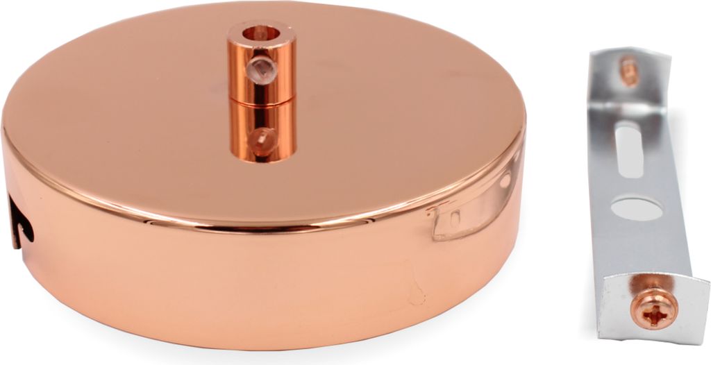 Metall Baldachin Standard mit Bajonett und Zugentlastung | Ø 100 mm | Höhe 25 mm | Kupfer / Rosegold