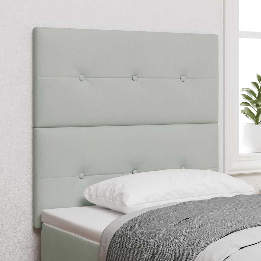 Design new LED Kopfleuchte Hellgrau 80 cm Samt - Kopfteile cloris84945