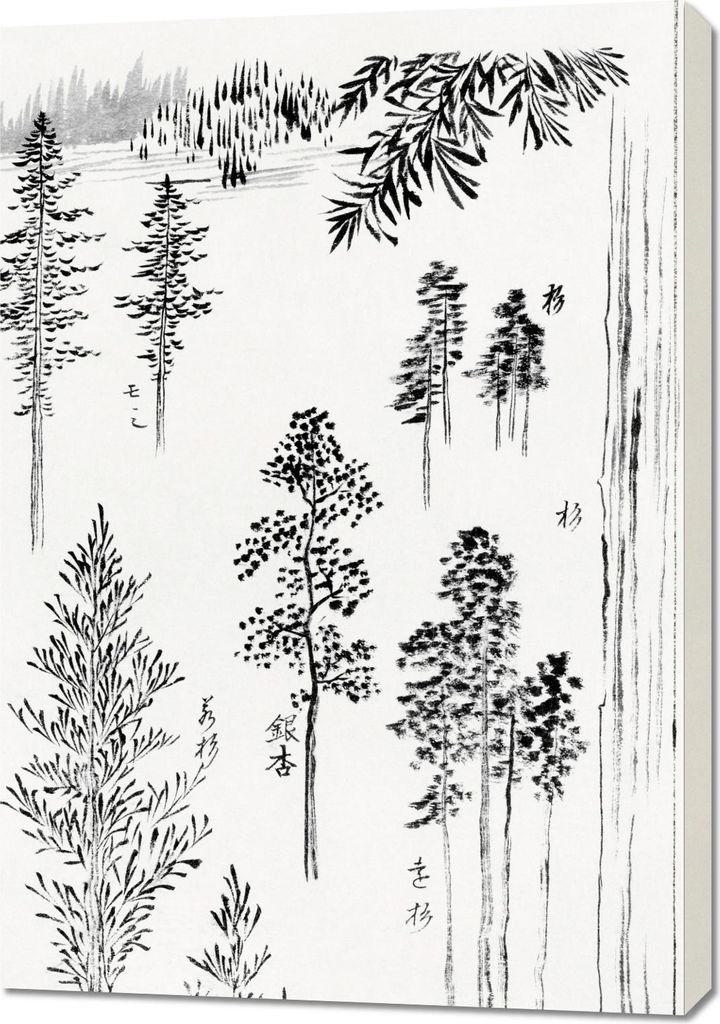 Bild 70x100cm Kiefern, Hokusai Japanisch Vintage für das Wohnzimmer