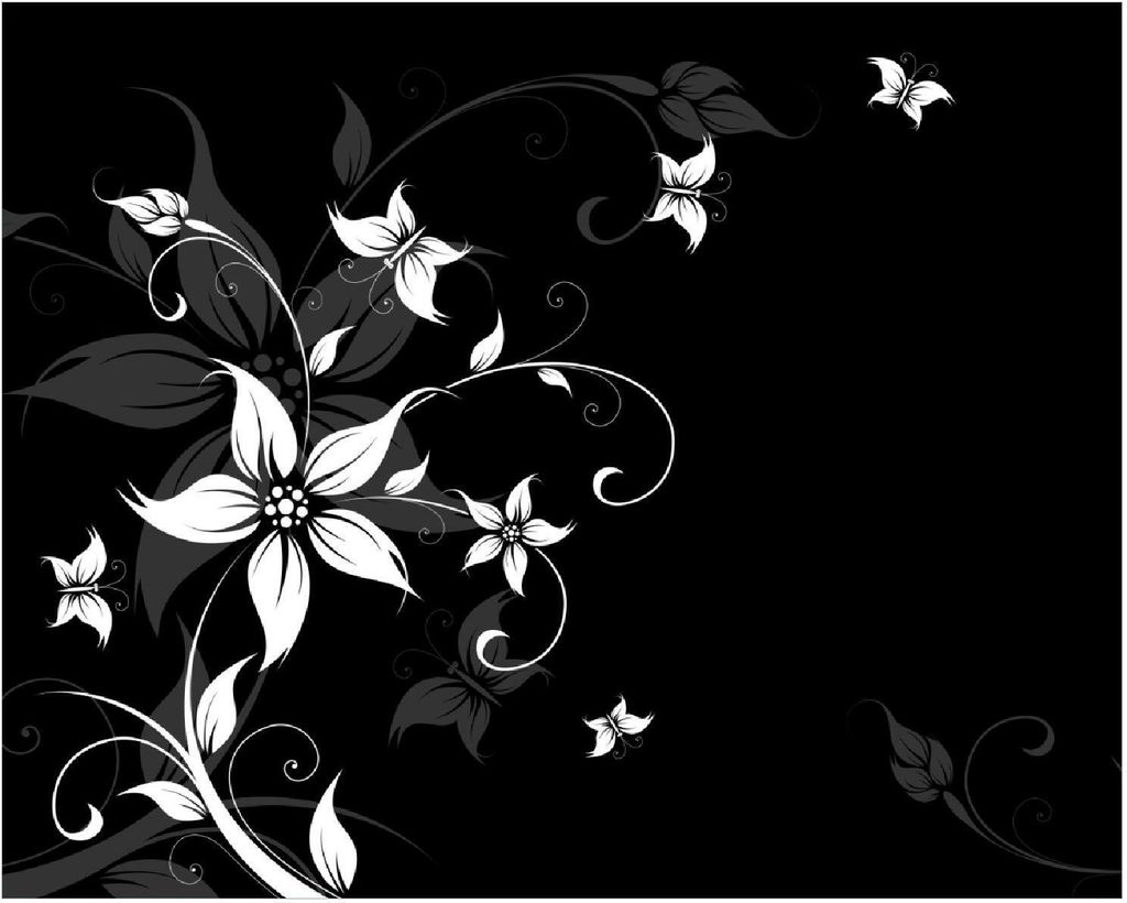 Wallario Poster - Blumenranke in Schwarz-Weiß, Kunstdruck Produktbild 