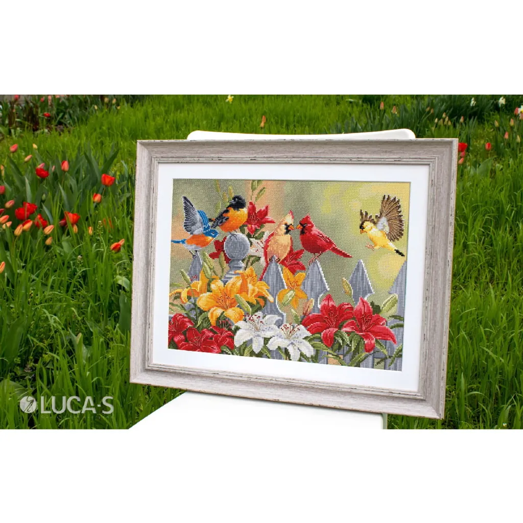 Tableau à broder Oiseaux de basse-cour Luca-S pour décoration rustique