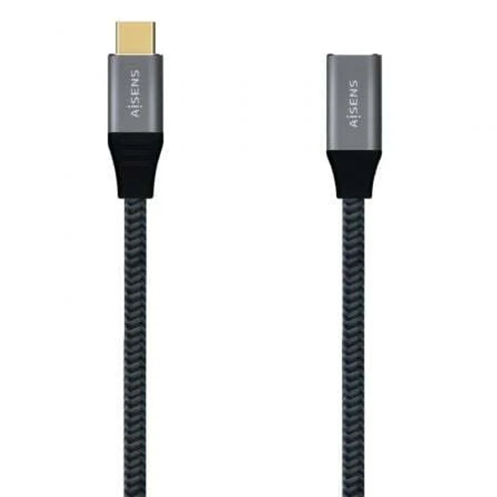 Cavo di prolunga USB 3.2 Tipo-C Aisens A107-0635 20GBPS 5A 100W / USB Tipo-C maschio - USB Tipo-C femmina / Fino a 100W / 2500Mbps / 1m / Grigio