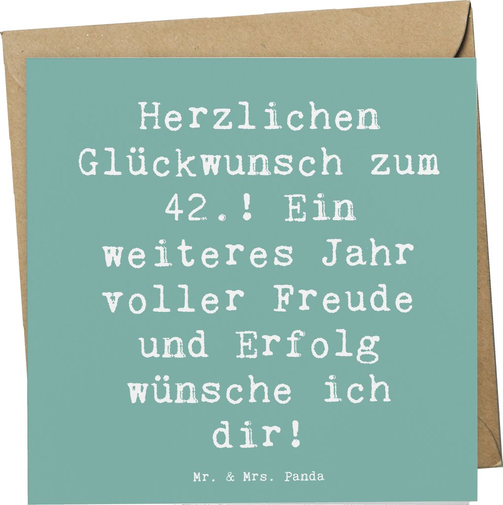 Mr. & Mrs. Panda Klappkarte Spruch 42. Geburtstag - Meeresbrise - Geschenk, faltkarte, unvergesslich, feiern, anlasskarte, Glückwunschkarte, Happy...