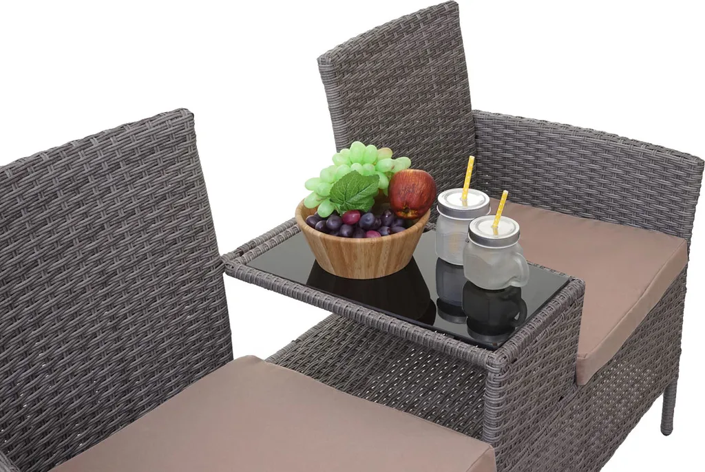 Canapé de jardin 2 places en résine tressée avec tablette centrale - 3