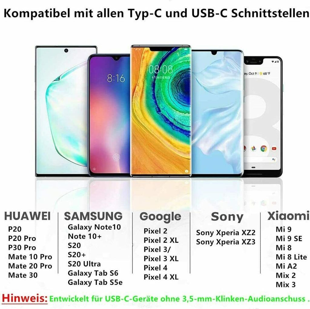 USB Typ C zu 3.5 mm AUX Audio Adapter Kopfhörer Lade Kabel Produktbild 8
