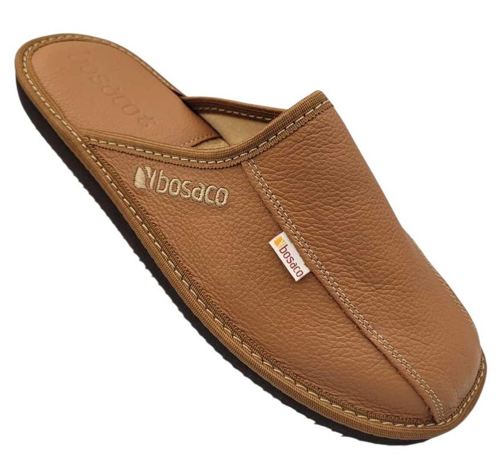 Bosaco Lederpantoffeln Herren – Übergangsschuhe Braun mit Rutschfester EVA-Sohle, Leicht, Flexibel, Bequem & Atmungsaktiv für jeden Tag, Gr. 40